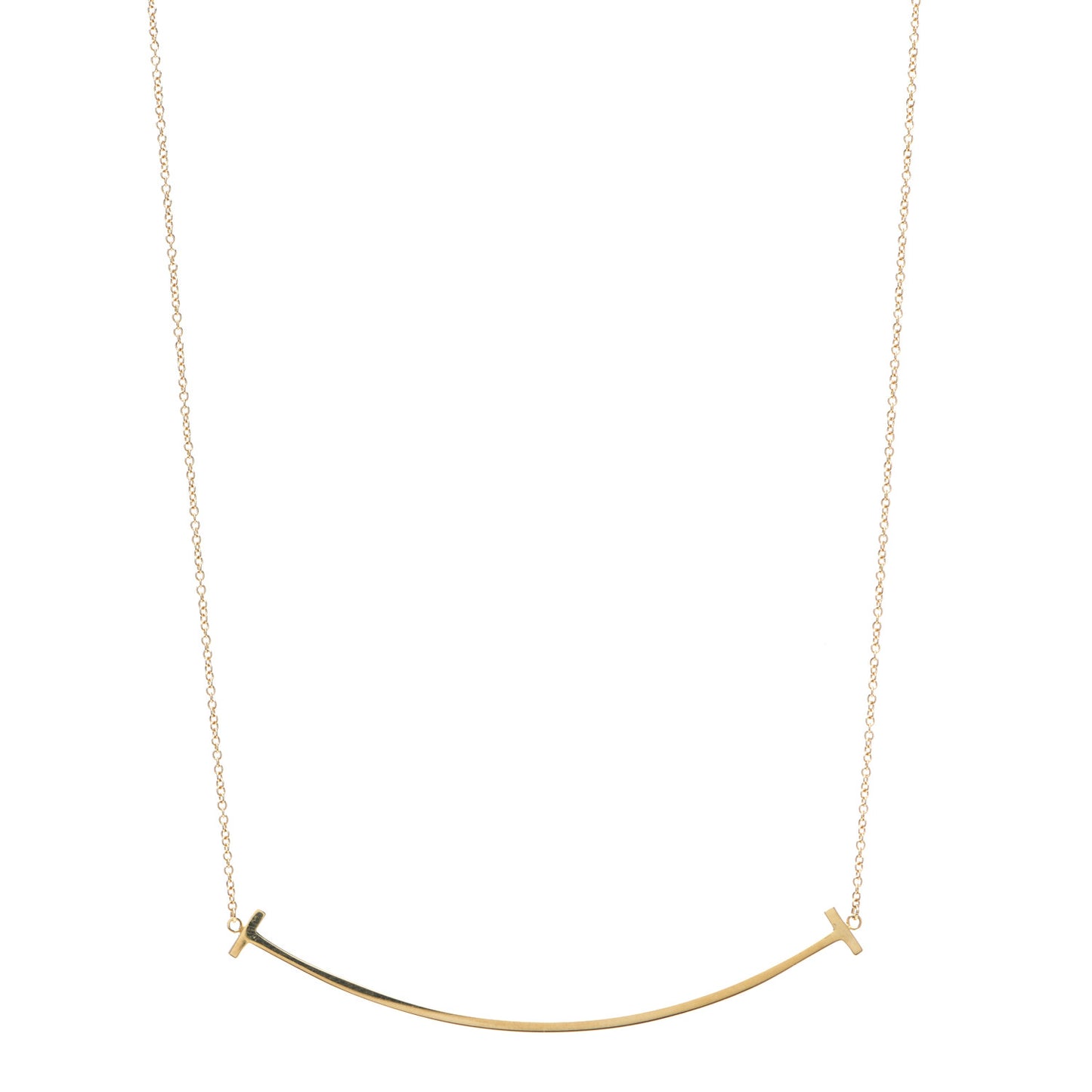 18K Yellow Gold Large T Smile Pendant Necklace