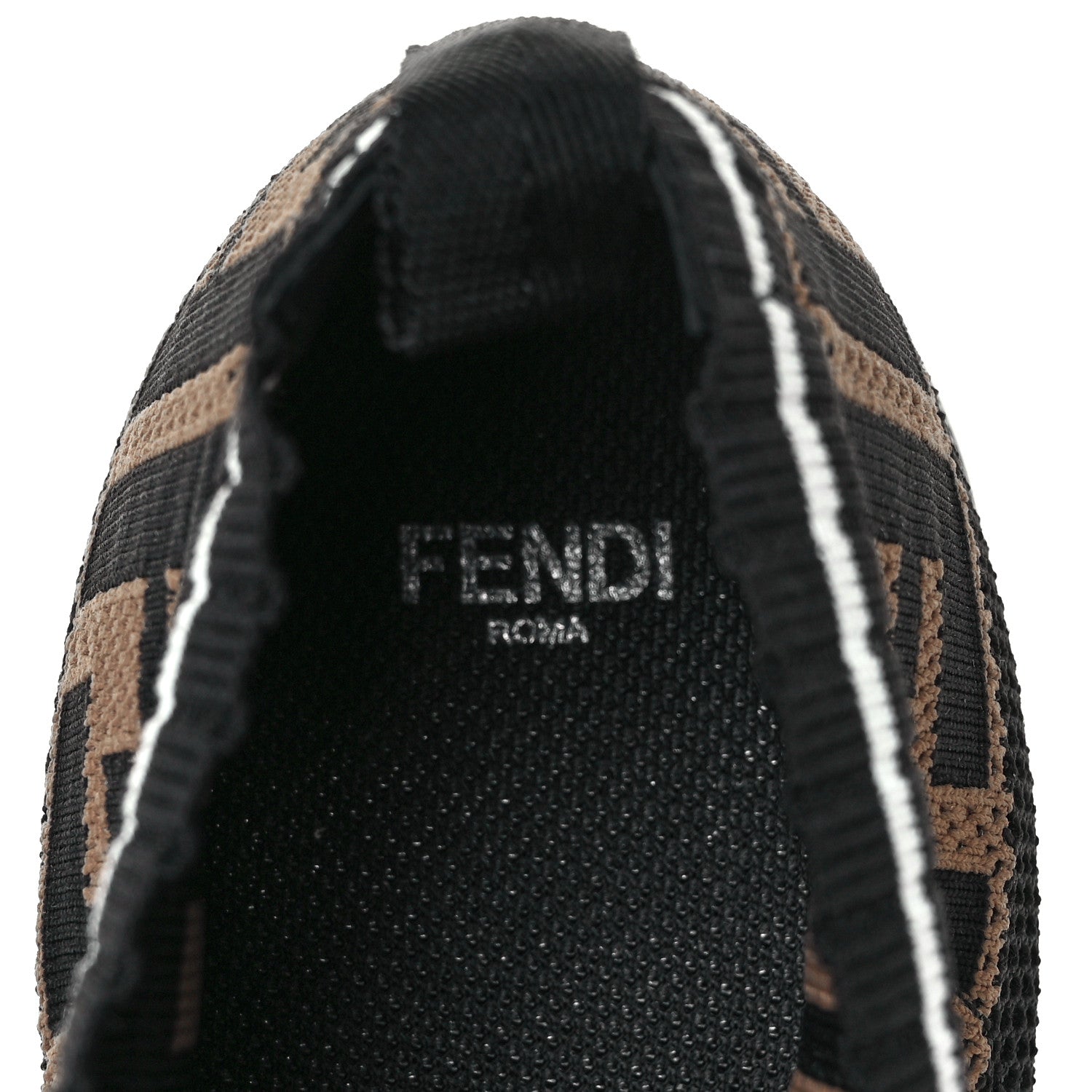 Fendi Stretch Yarn FF Stiff Band Rockoko Sneakers 40 Black White Tobacco 7 of 8