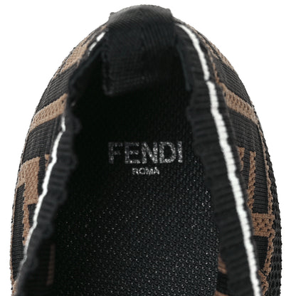 Fendi Stretch Yarn FF Stiff Band Rockoko Sneakers 40 Black White Tobacco 7 of 8