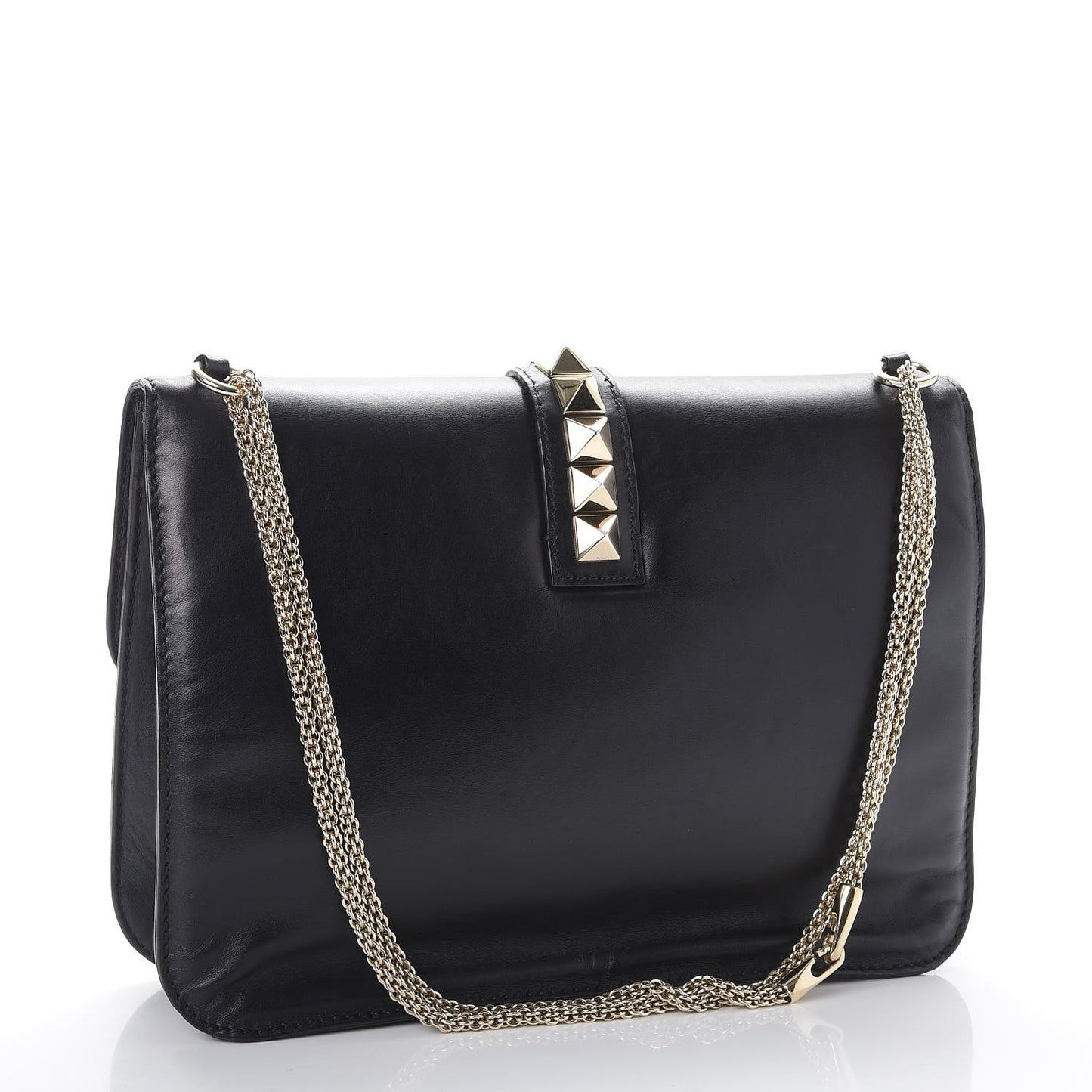Vitello Extra Large Glam Lock Rockstud Flap Black