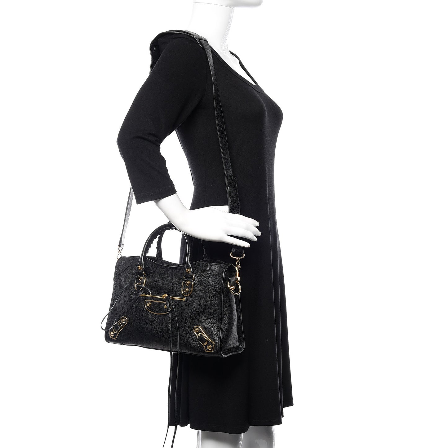 Chevre Gold Metallic Edge Hardware S City Black