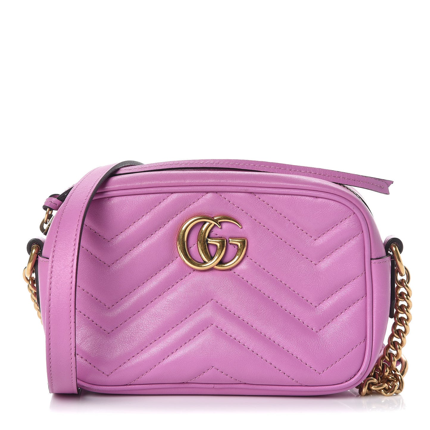 Calfskin Matelasse Mini GG Marmont Chain Shoulder Bag Candy Mousse