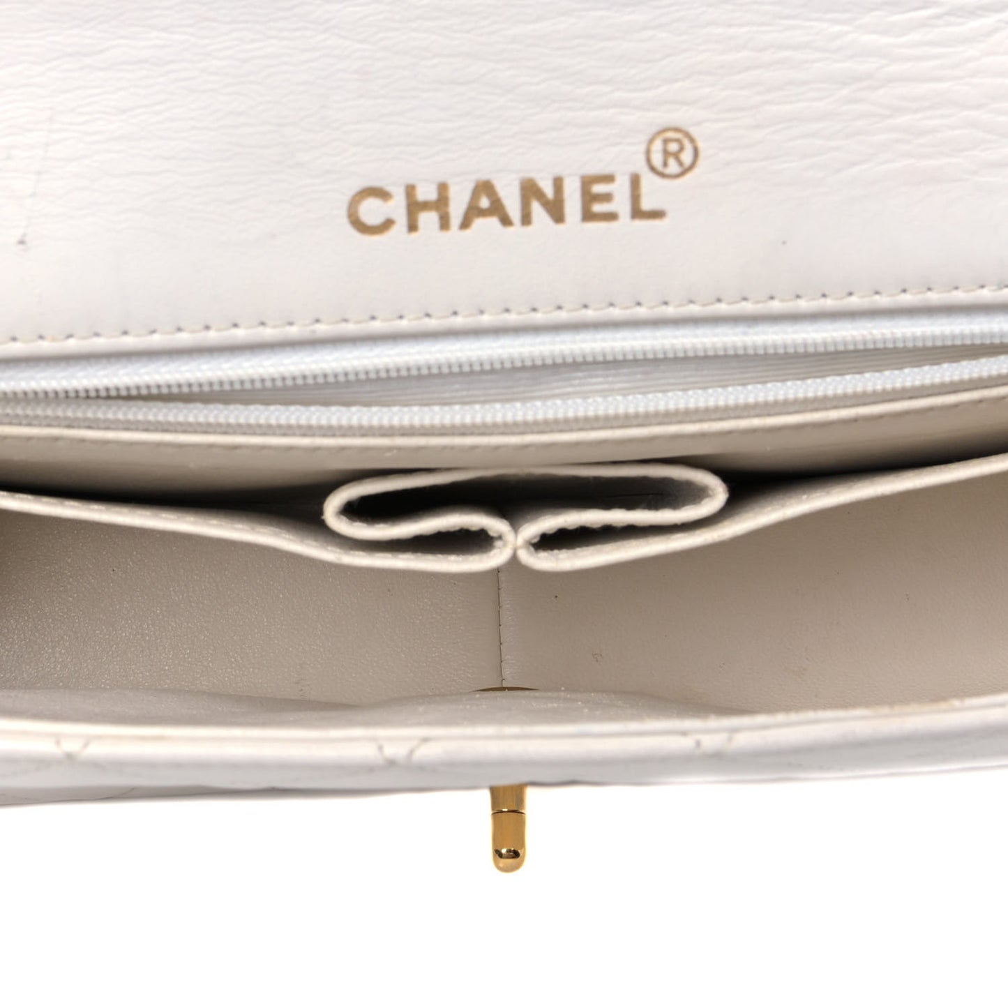 Lambskin Quilted Small Single Flap White
