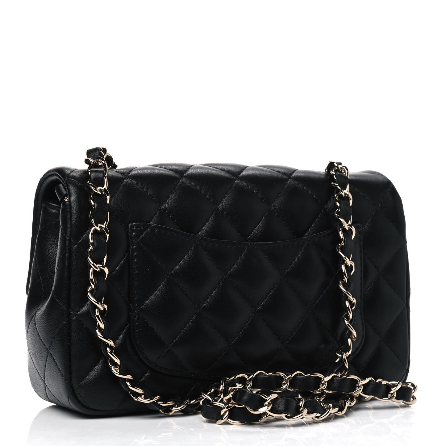 Lambskin Quilted Mini Rectangular Flap Black