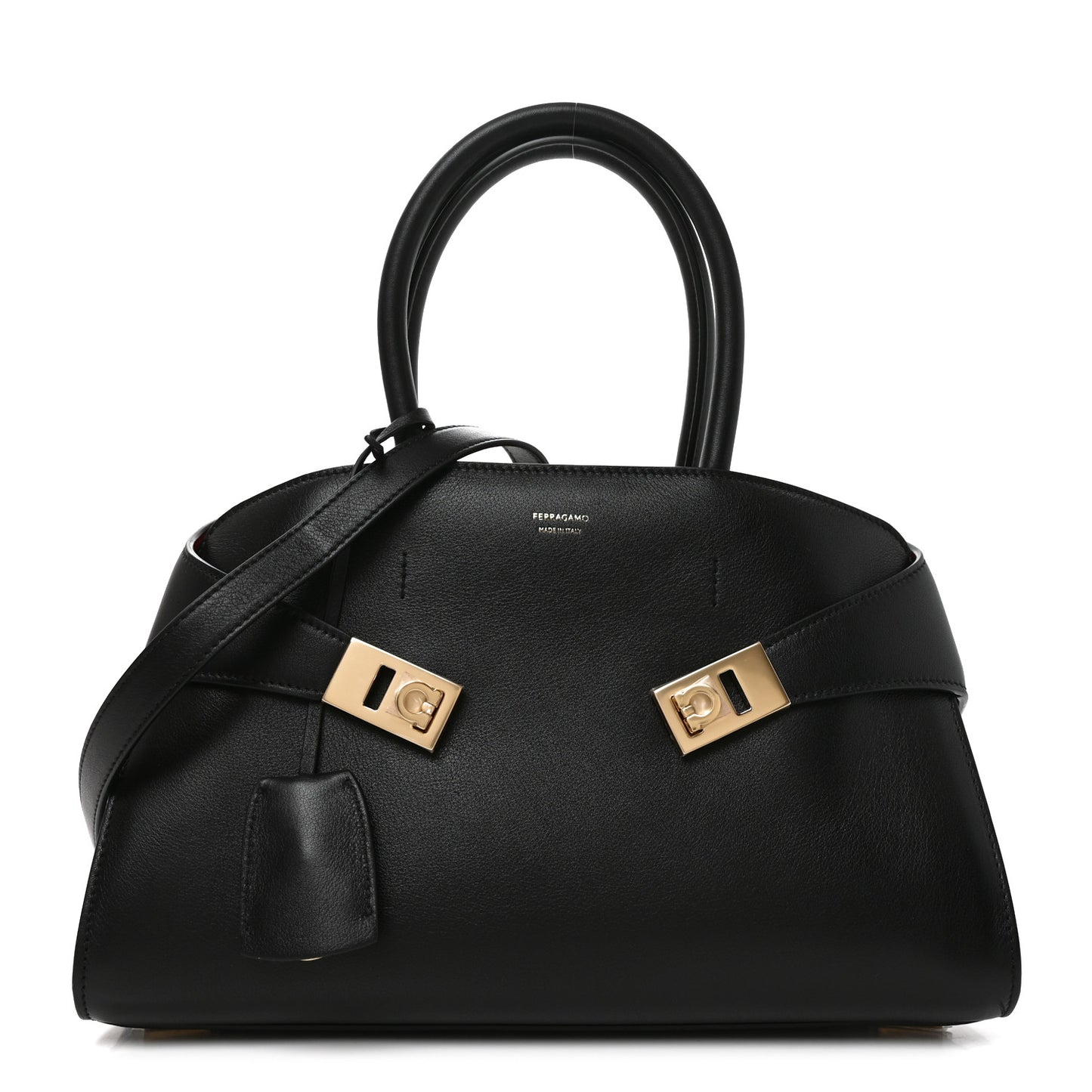 Calfskin Small Hug Bag Black Flame Red