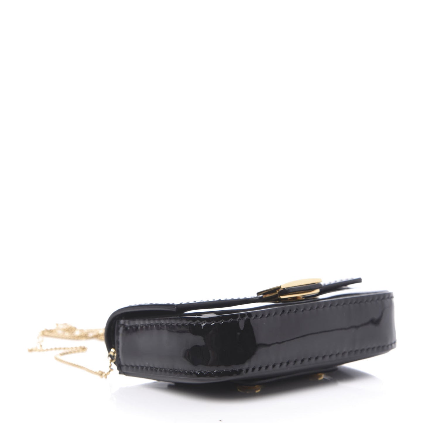 Vitello Vernice Mou Nano Baguette Belt Charm Black