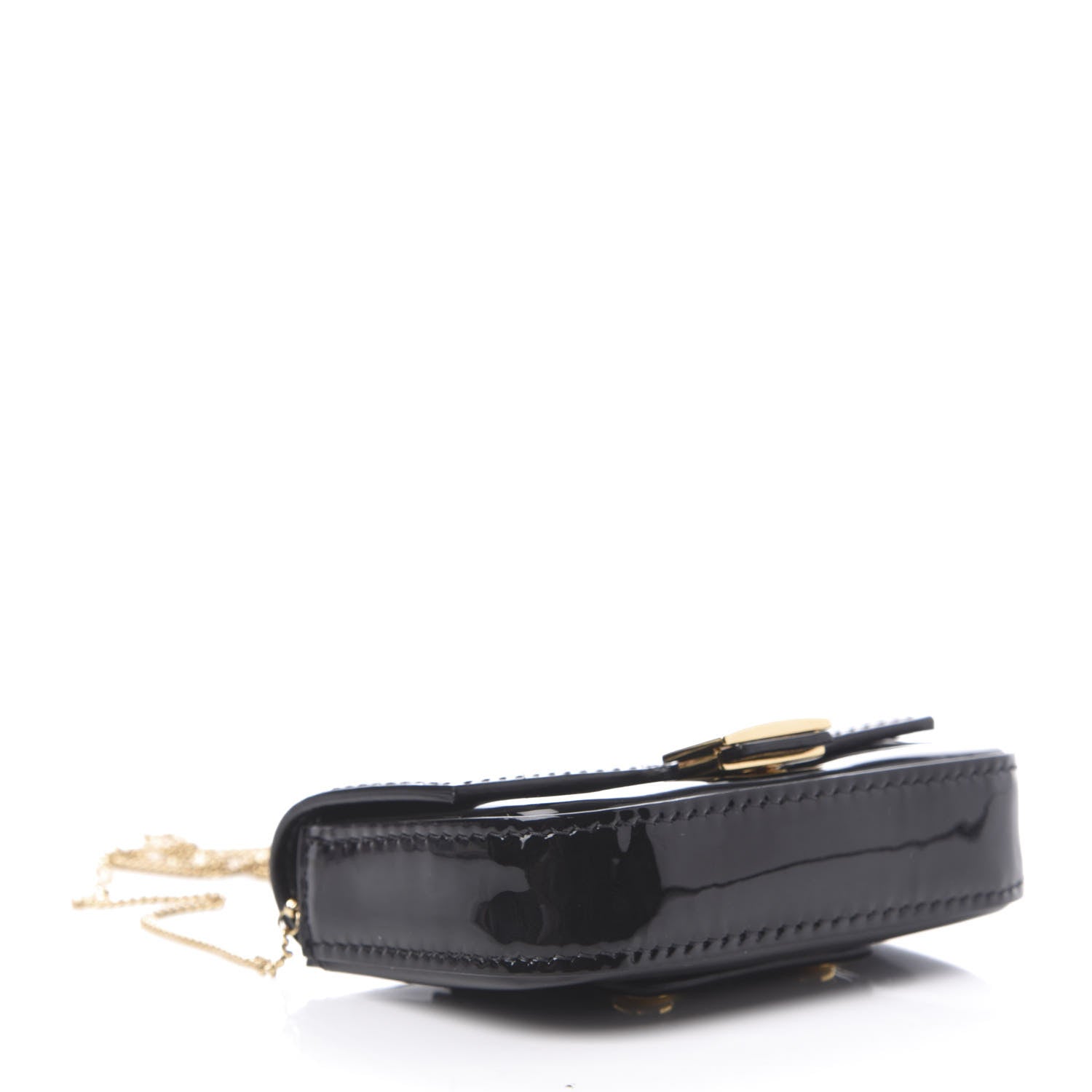 Fendi Vitello Vernice Mou Nano Baguette Belt Charm Black 4 of 8