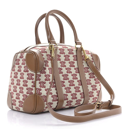 Celine Triomphe Textile Calfskin Small Boston Bag Red 3 of 9