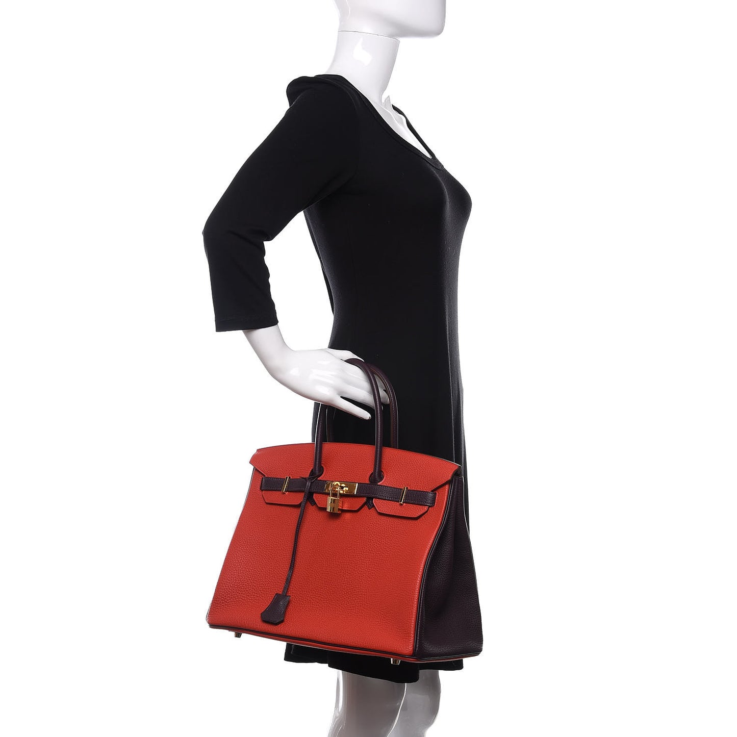 Togo Bi Color Horseshoe Birkin 35 Geranium Raisin