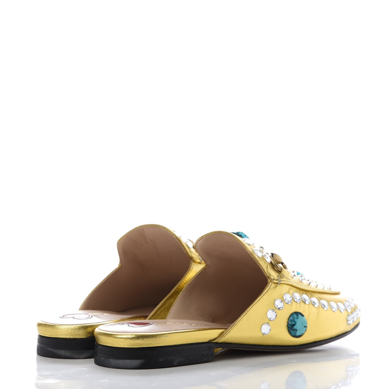 Gucci Metallic Nappa Crystal Womens Princetown Slippers 36 Gold 4 of 10