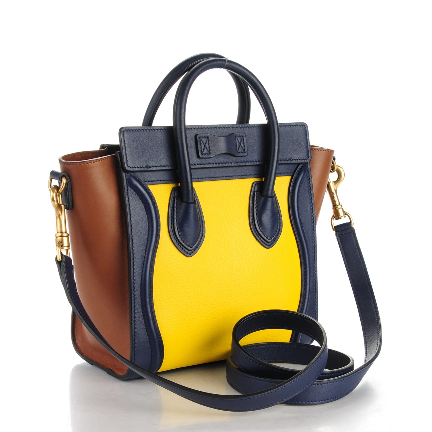 Smooth Drummed Calfskin Nano Tri-Color Luggage Yellow