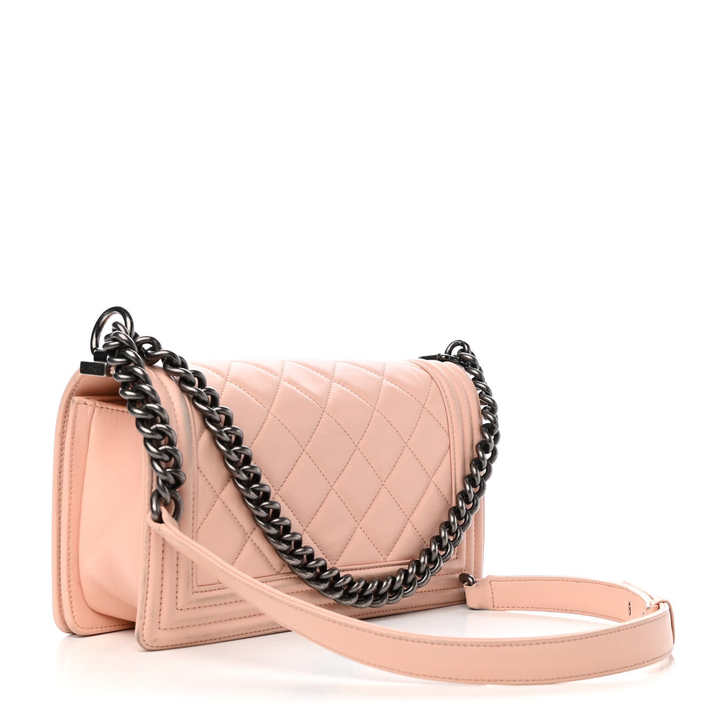Calfskin Quilted Medium Boy Flap Light Pink