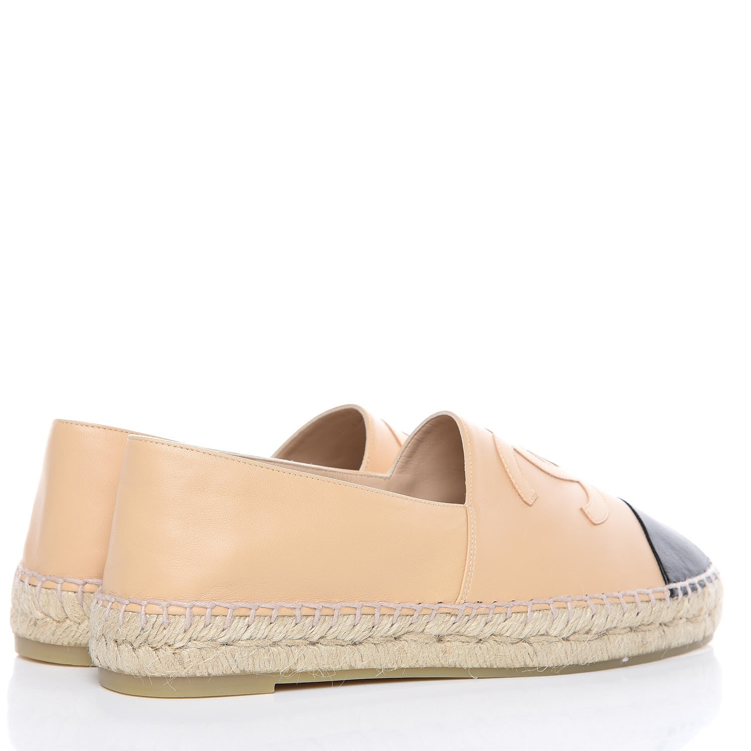 Chanel Lambskin CC Espadrilles 38 Beige Black 4 of 10