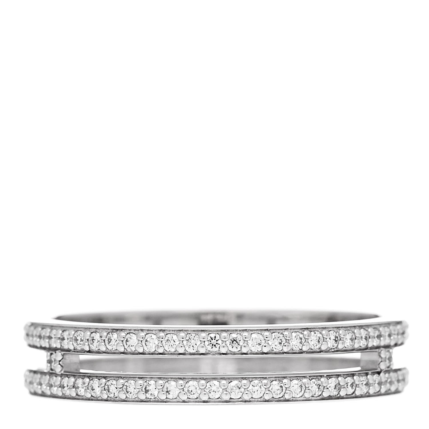 Hermes 18K White Gold Diamond Ariane Wedding Band Ring 51 5.75 3 of 5