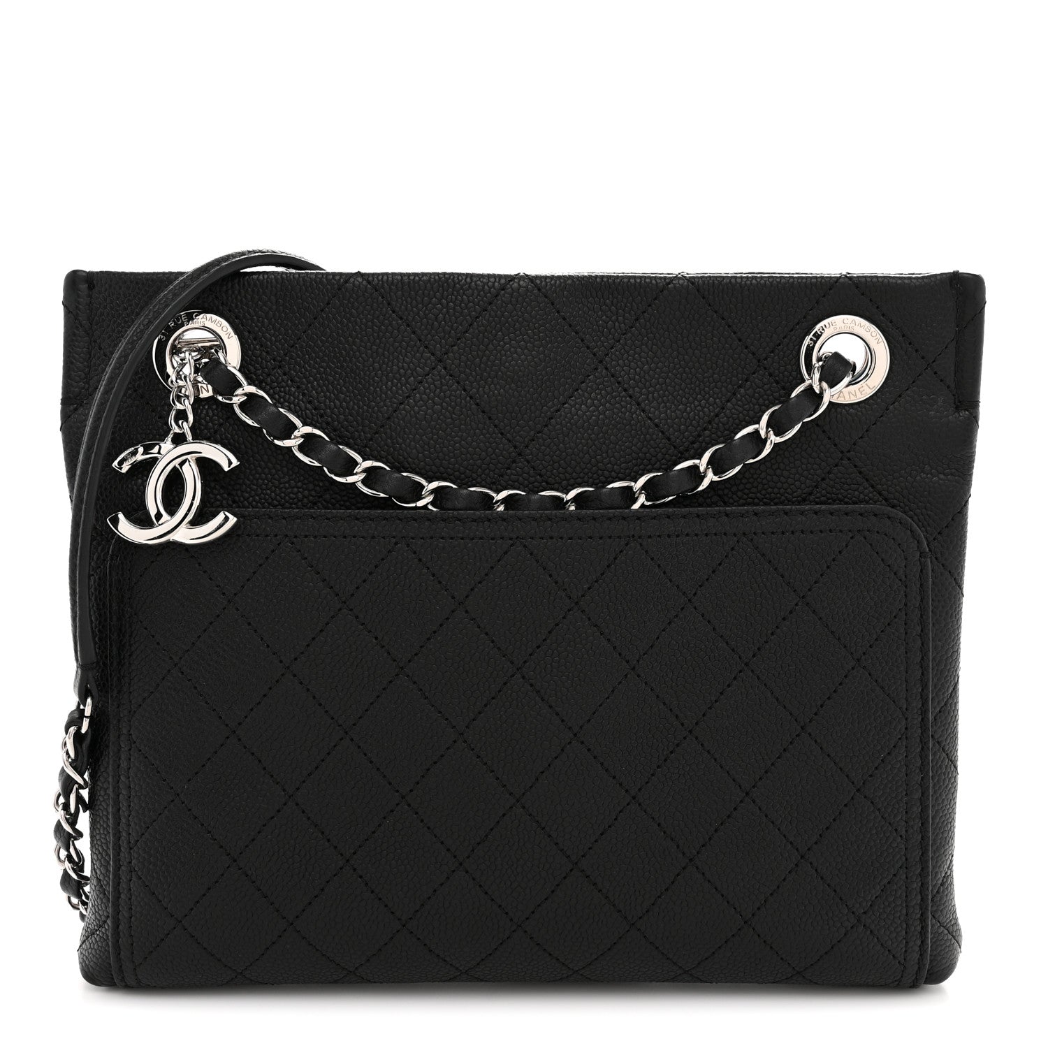 Chanel Caviar Stitched Small CC Pocket Shoulder Black 1 of 11