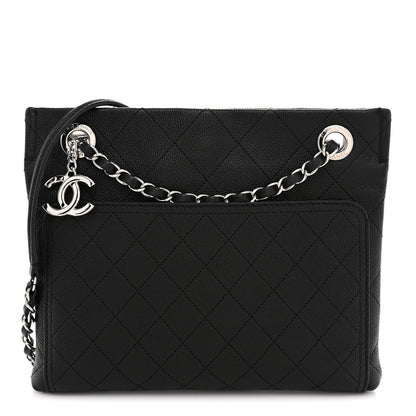 Chanel Caviar Stitched Small CC Pocket Shoulder Black 1 of 11
