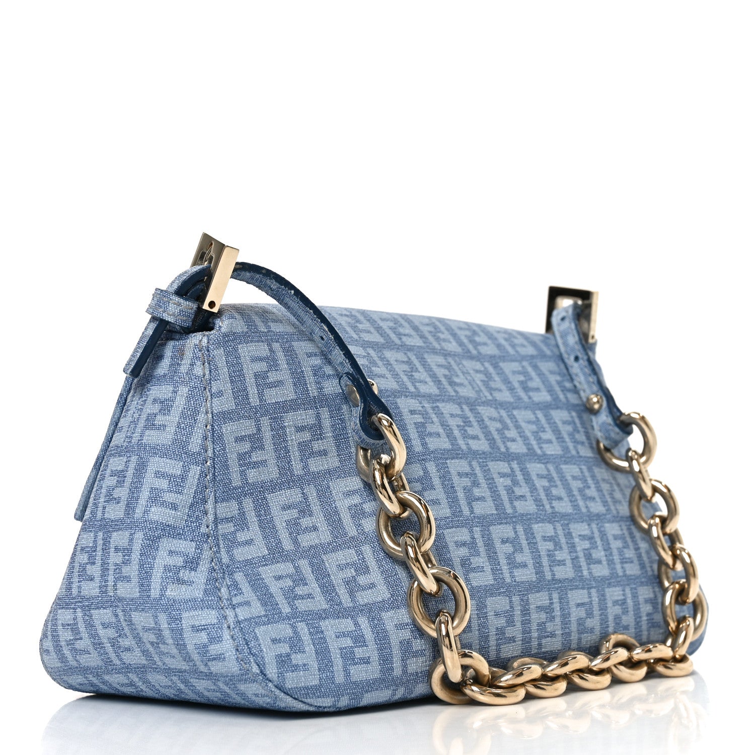 Fendi Zucchino Spalmati Forever Mini Mama Baguette Celeste 3 of 11