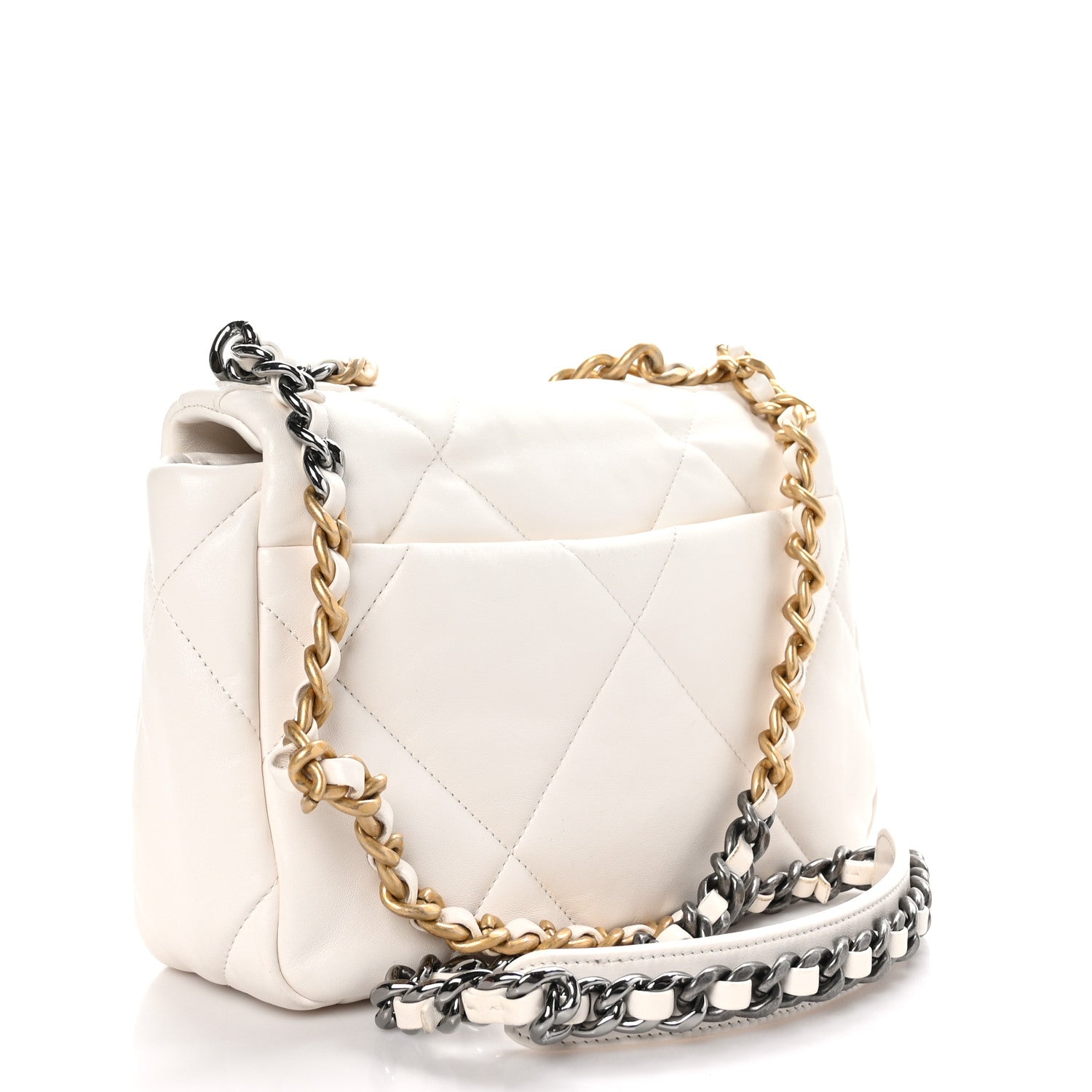 Chanel Lambskin Quilted Medium Chanel 19 Flap White 3 of 10