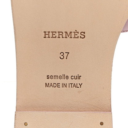 Hermes Box Calfskin Oran Sandals 37 Rose Cancan 8 of 9
