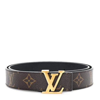Louis Vuitton Calfskin Monogram 30mm LV Initiales Reversible Belt 80 32 Black 1 of 4