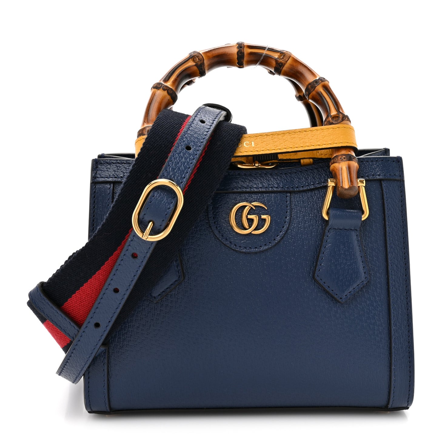 Textured Dollar Calfskin Web Mini Diana Tote Bag Royal Crop
