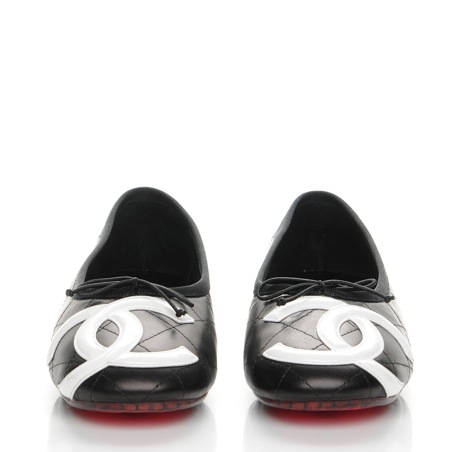 Chanel Lambskin Quilted Cambon Ballerina Flats 38 Black 2 of 9