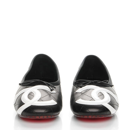 Chanel Lambskin Quilted Cambon Ballerina Flats 38 Black 2 of 9