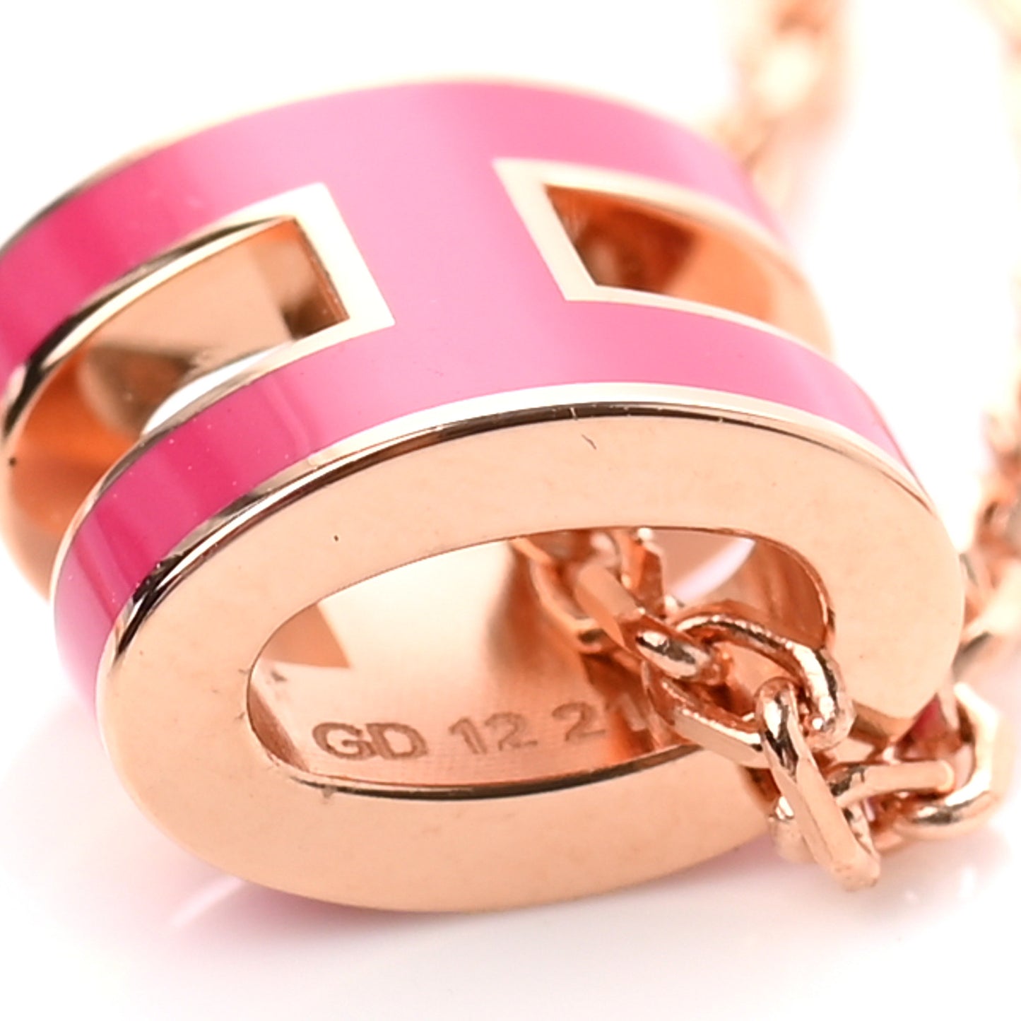 Lacquered Gold Mini Pop H Pendant Necklace Rose Extreme