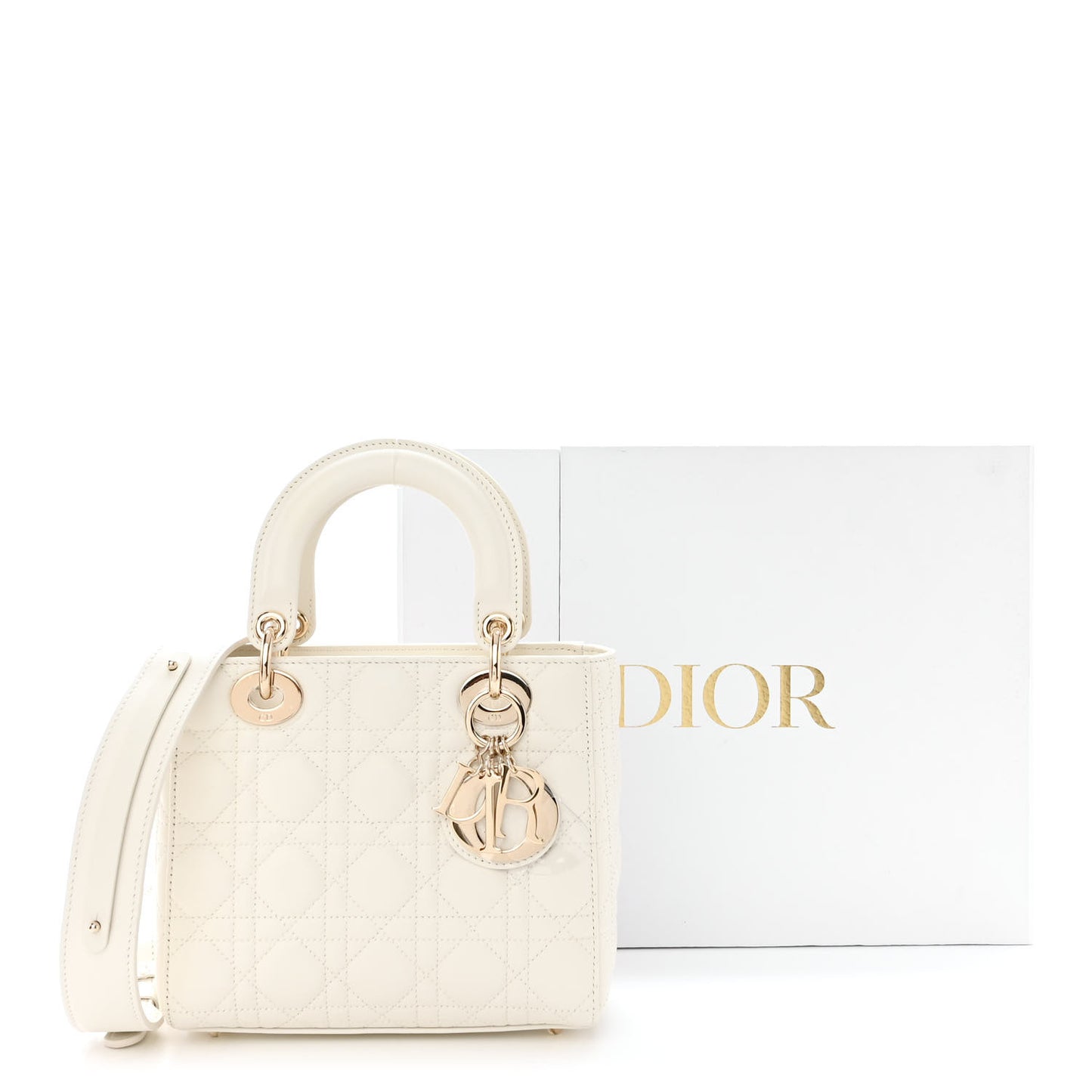 Lambskin Cannage Small My ABCDior Lady Dior White