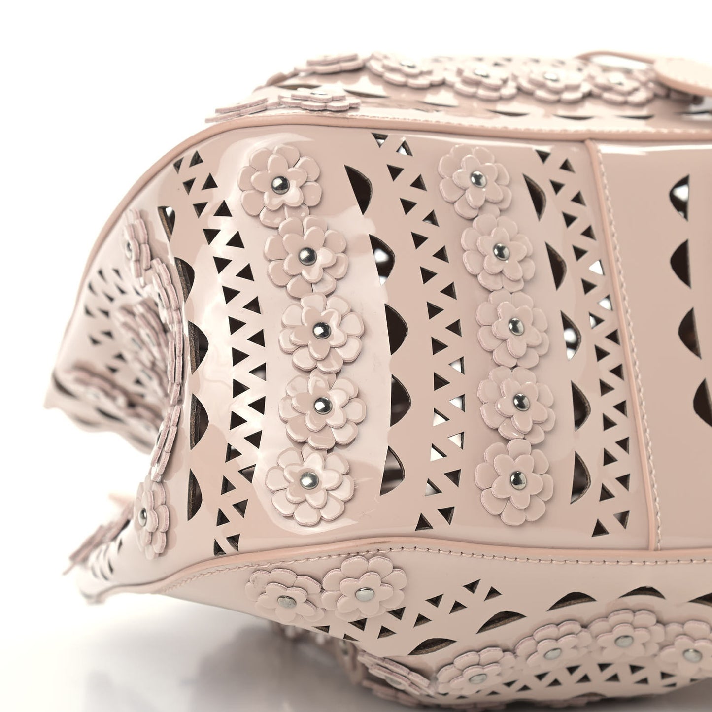 Patent Calfskin Laser Cut Floral Studded Rose-Marie 19 Bag Sable