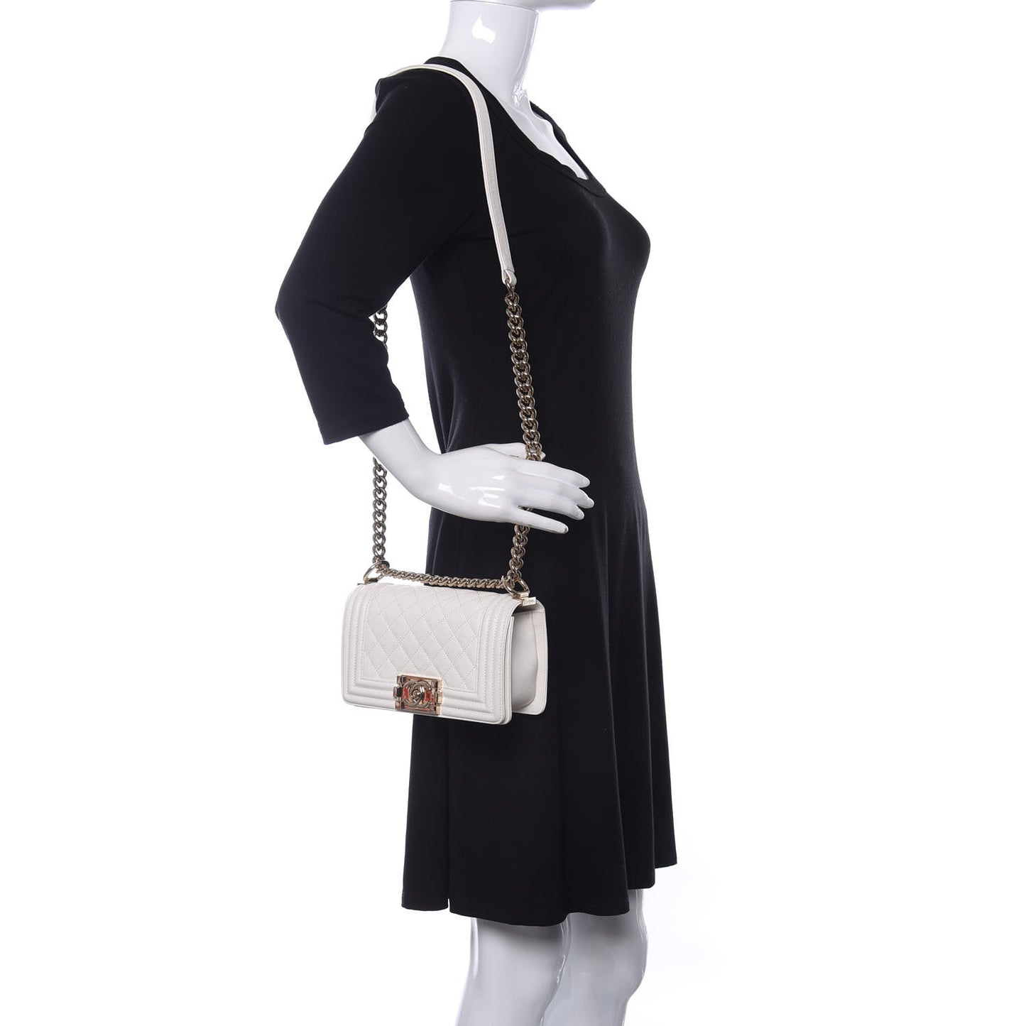 Caviar Quilted Small Boy Flap White