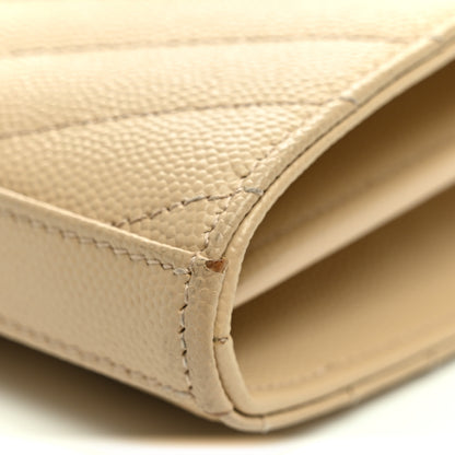 Saint Laurent Grain De Poudre Matelasse Chevron Monogram Chain Wallet Nude Powder Nude Powder 13 of 13