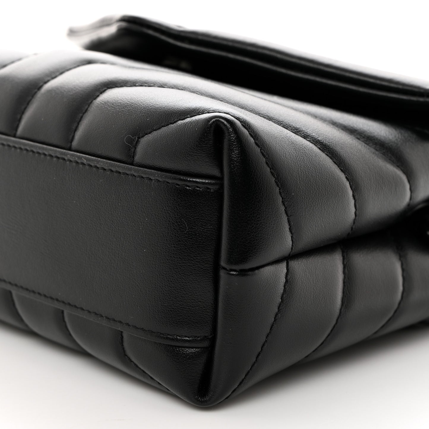 Calfskin Y Quilted Monogram Monochrome Toy Loulou Crossbody Bag Black