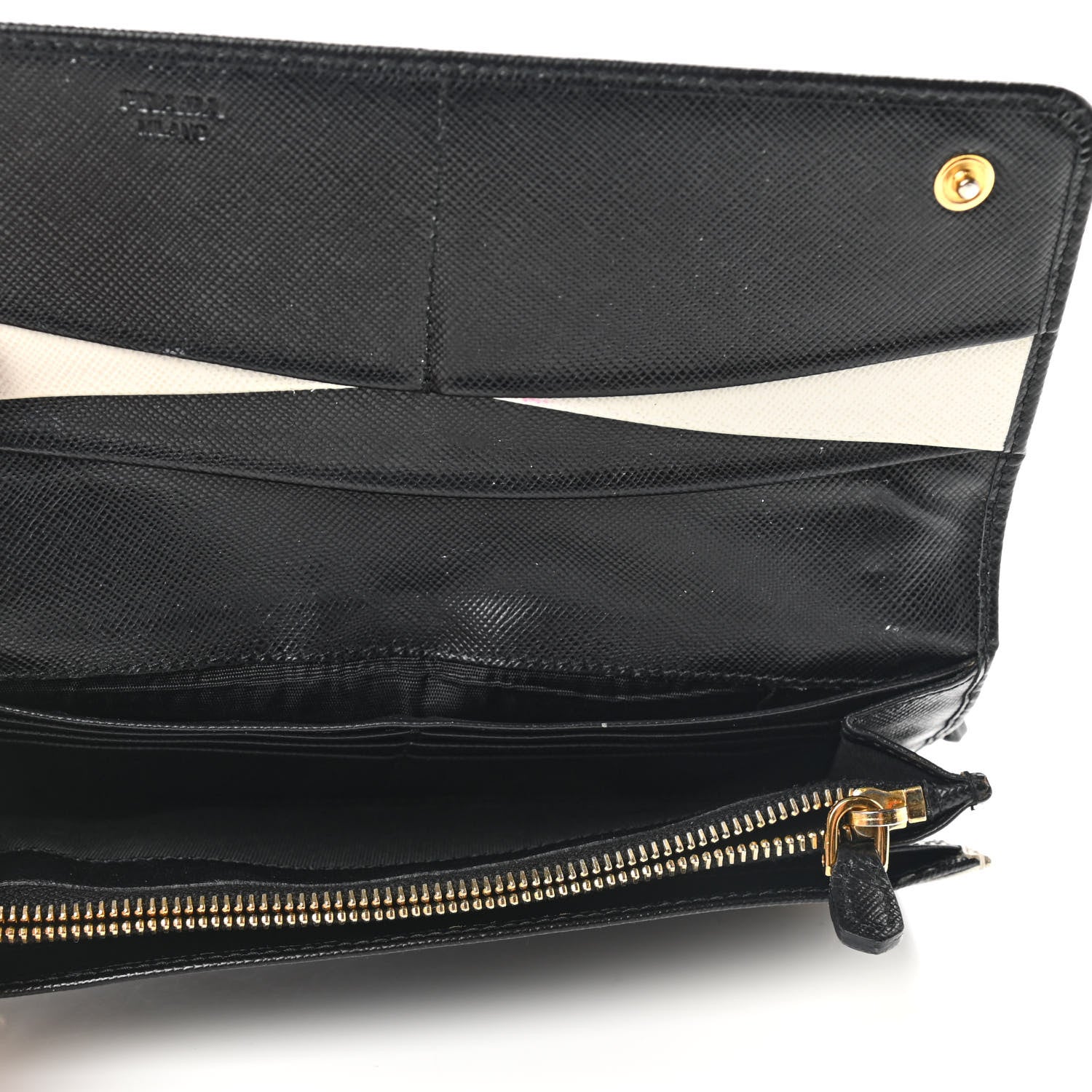 Prada Saffiano Metal Continental Flap Wallet Black 5 of 7