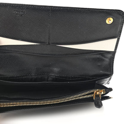 Prada Saffiano Metal Continental Flap Wallet Black 5 of 7