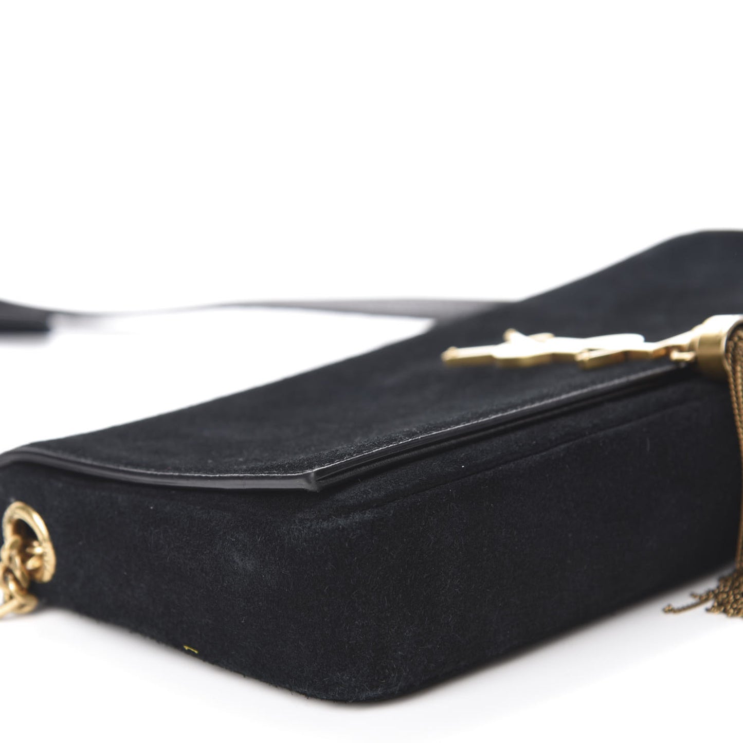 Suede Monogram Tassel Kate 99 Baguette Bag Black