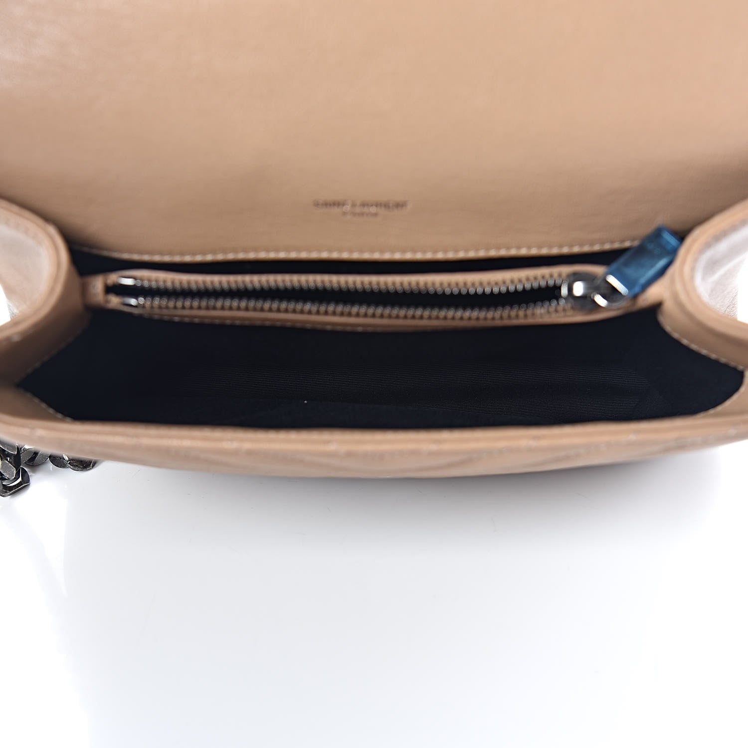 Saint Laurent Sheepskin Matelasse Chevron Monogram Medium College Bag Taupe 5 of 9