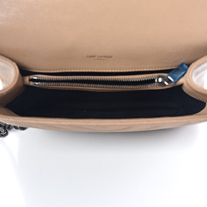 Saint Laurent Sheepskin Matelasse Chevron Monogram Medium College Bag Taupe 5 of 9