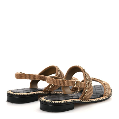 Chanel Corduroy Chain CC Sandal 40.5 Dark Beige 5 of 11