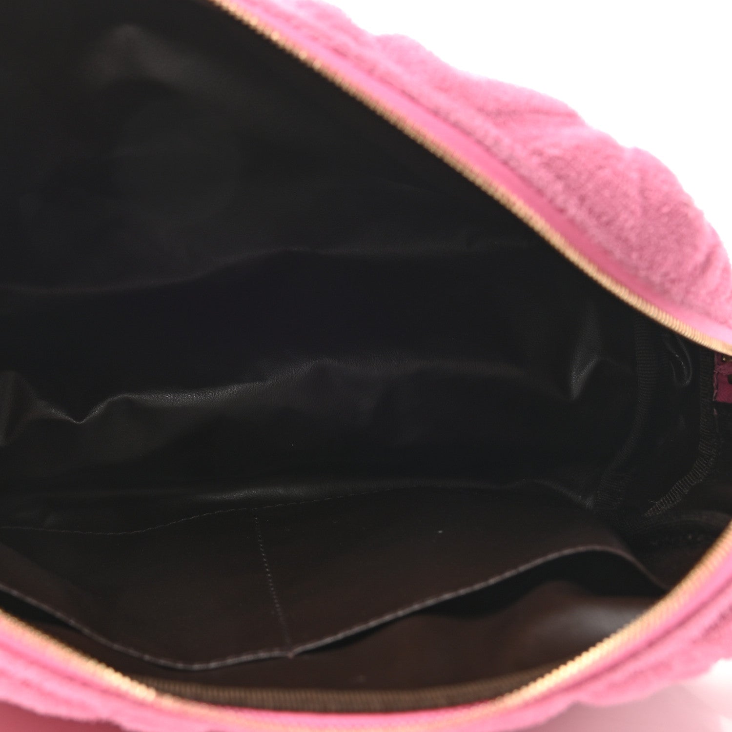Fendi Terry Cloth Vitello Century Matte FF 1974 Embossed Medium Trapezoid Beauty Pouch Lollypop 5 of 6