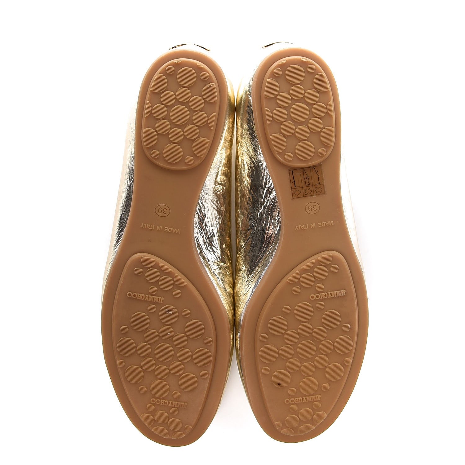 Jimmy Choo Metallic Calfskin Flats 39 Gold 7 of 9