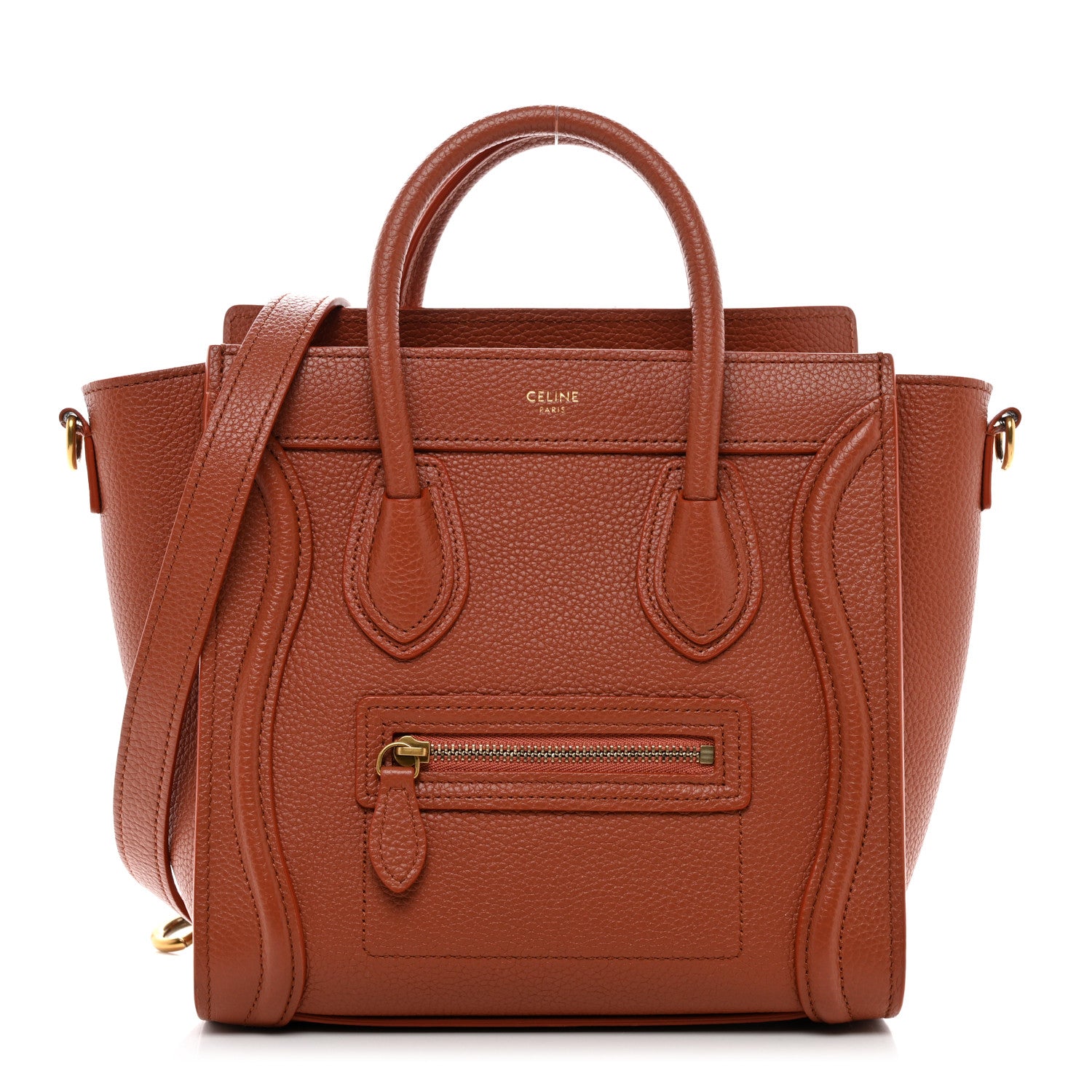 Celine Drummed Calfskin Nano Luggage Lychee 1 of 10