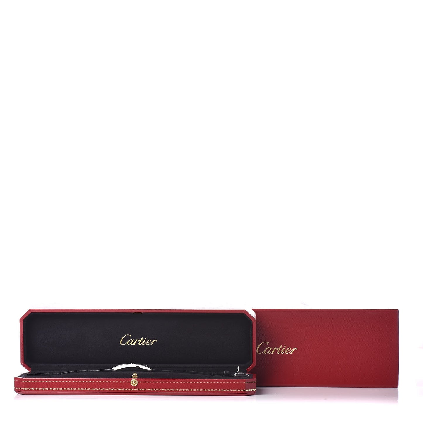 18K White Gold Calfskin 3 Motif LOVE Bracelet Black