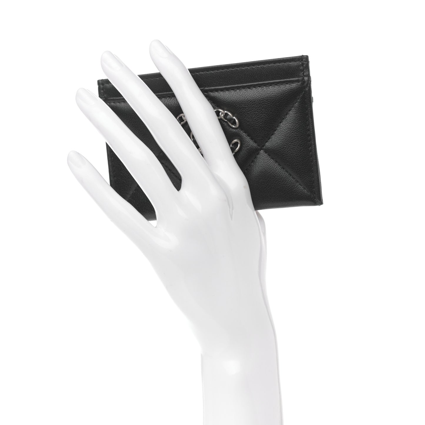 Lambskin Quilted Chanel 19 Card Holder Black
