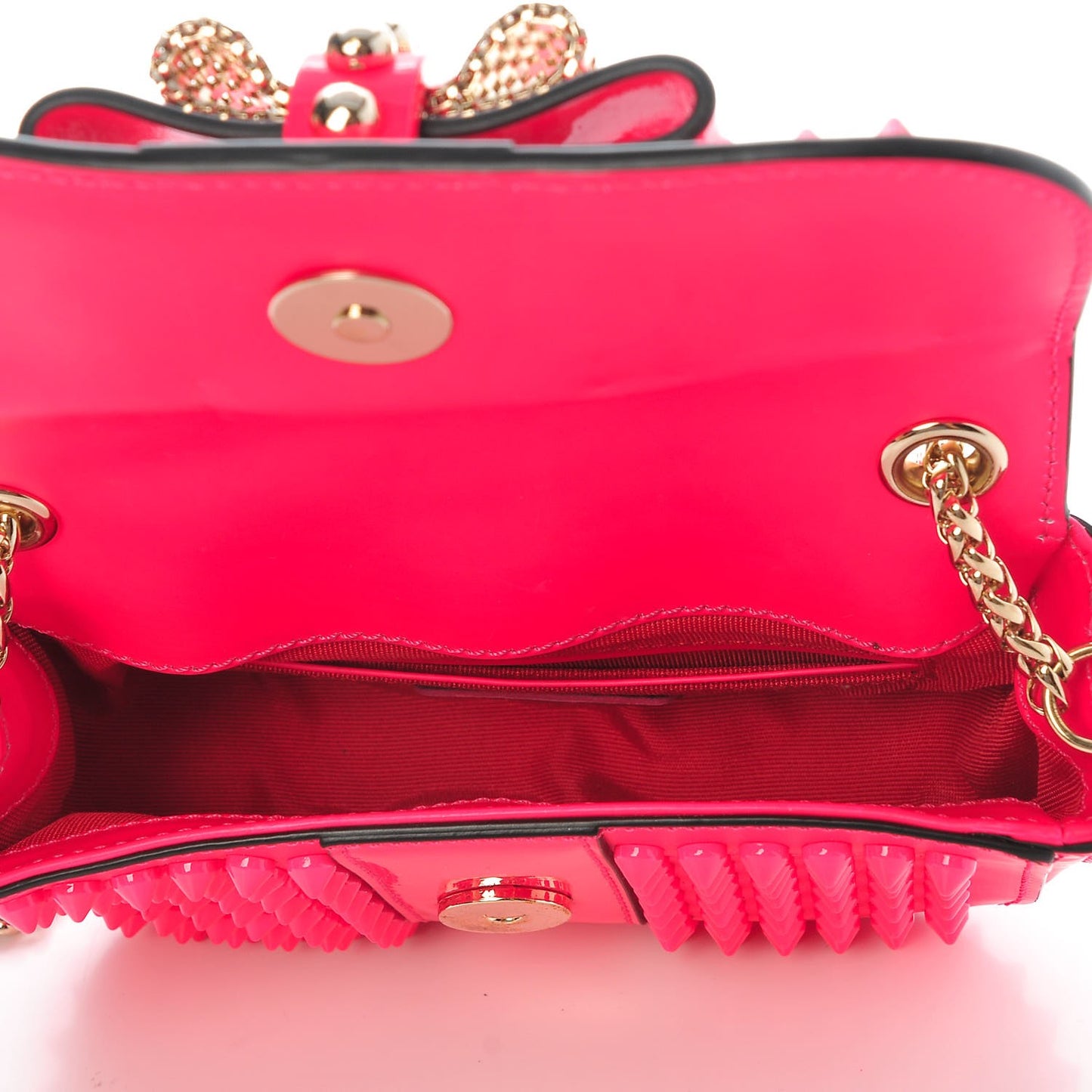 Patent Spiked Sweety Charity Crossbody Bag Neon Pink