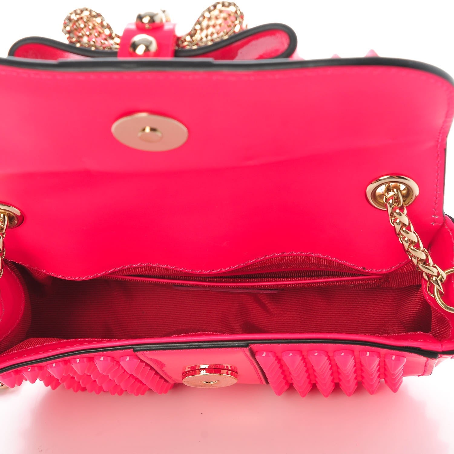 Christian Louboutin Patent Spiked Sweety Charity Crossbody Bag Neon Pink 5 of 9