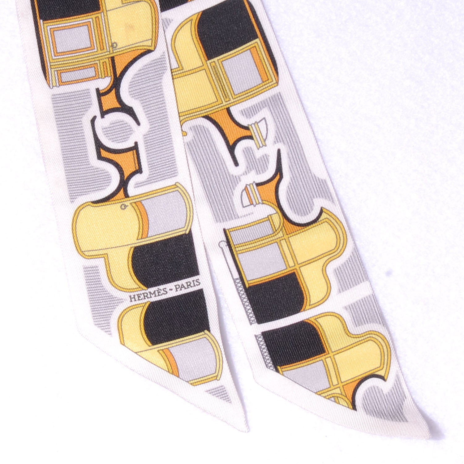 Hermes Silk Les Coupes Twilly White 2 of 3