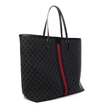 Gucci X BALENCIAGA BB Monogram Web Graffiti Large Ophidia Shopping Tote Black 3 of 9