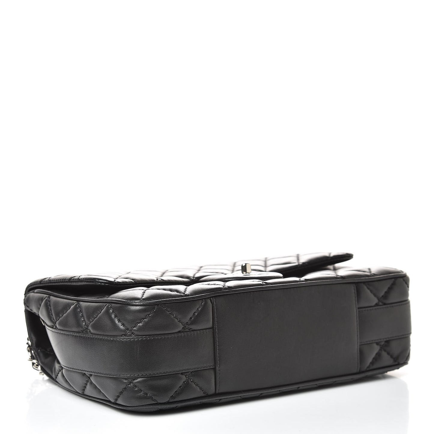 Lambskin Quilted Jumbo Easy Carry Flap Black