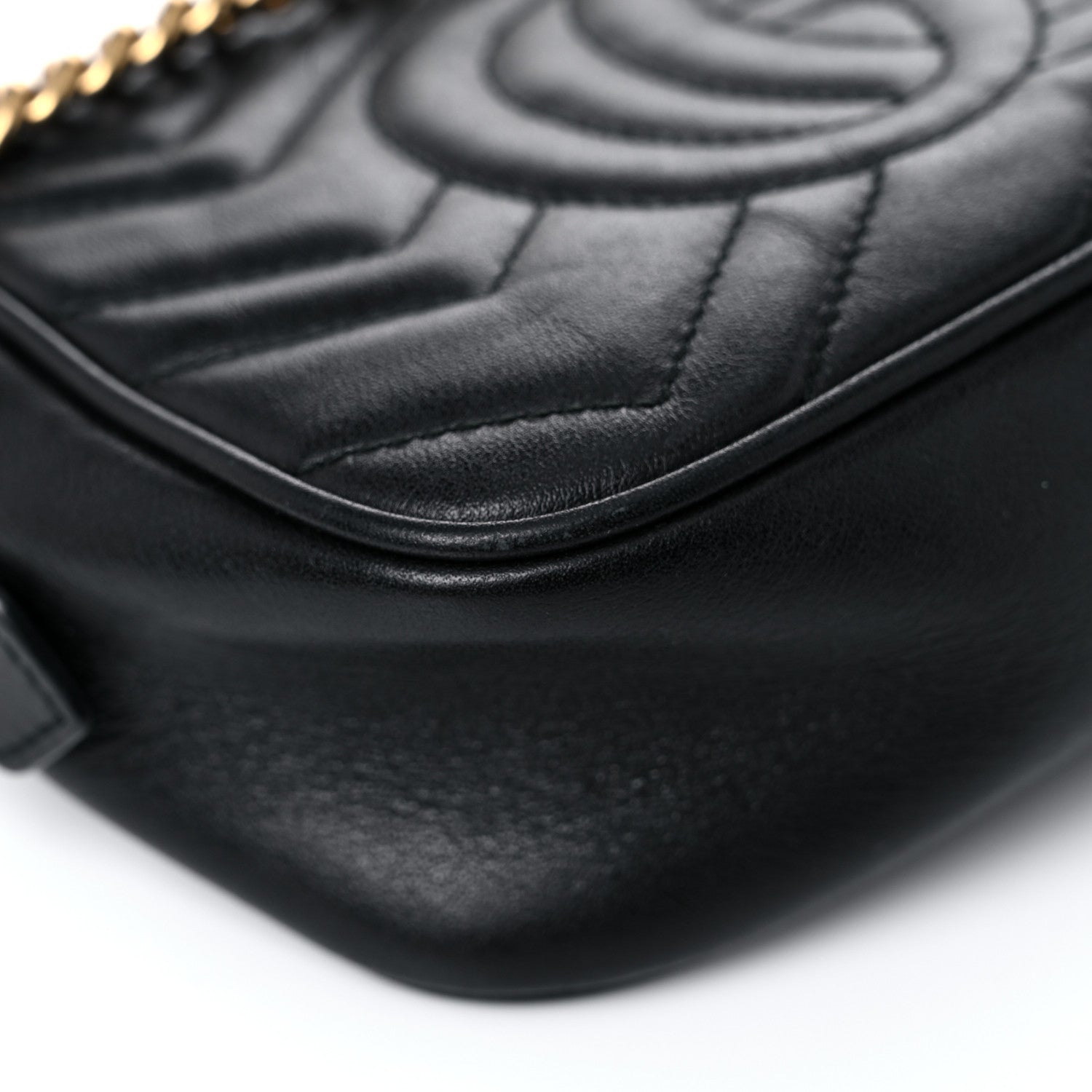 Gucci Calfskin Matelasse Mini GG Marmont Chain Shoulder Bag Black 11 of 16